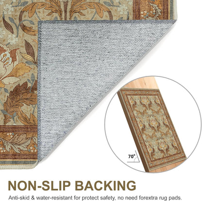 GENIMO Vintage Floral Machine Washable Area Rug