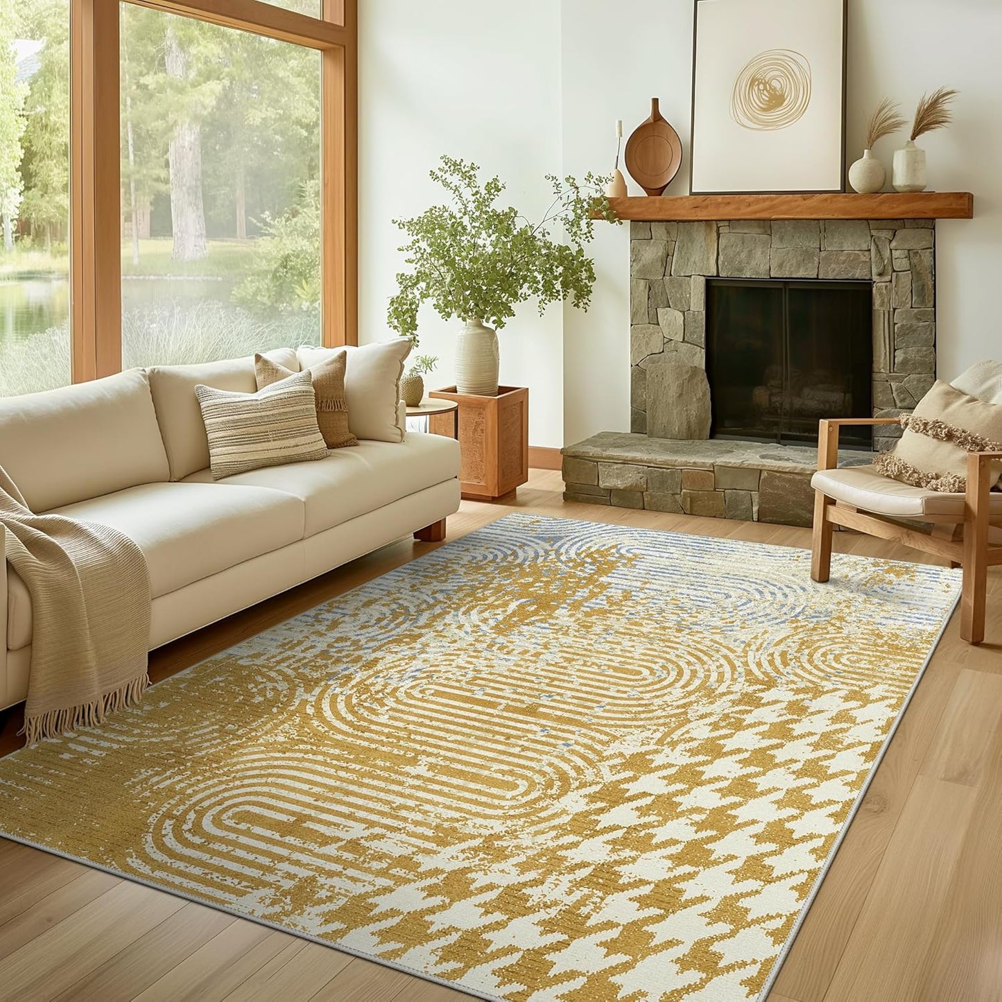 GENIMO Abstract Geometric Aesthetic Non-Slip Area Rug
