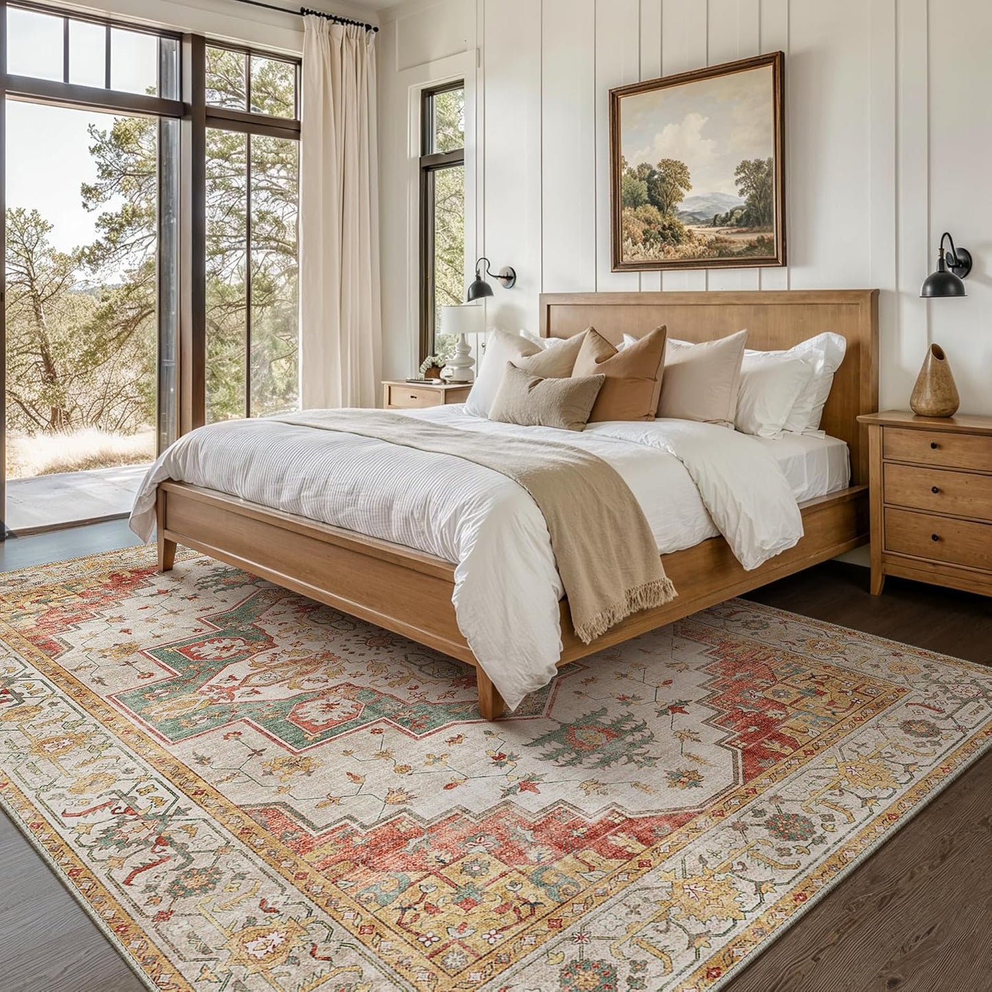 GENIMO Non Slip Indoor Soft Distressed Lightweight Thin Low Pile Area Rug