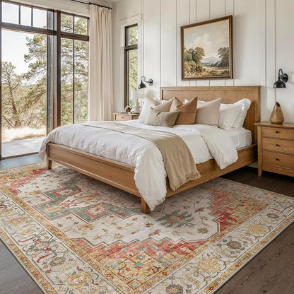GENIMO Non Slip Indoor Soft Distressed Lightweight Thin Low Pile Area Rug