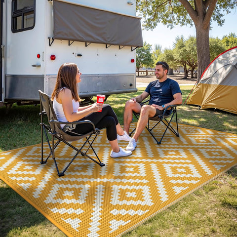 GENIMO Rhombic Printed Double Sided Waterproof Outdoor Rug