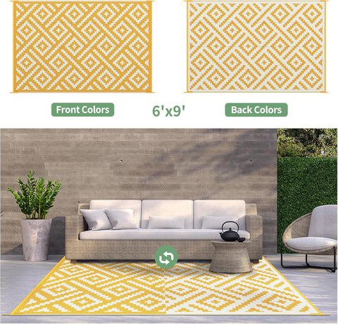 GENIMO Rhombic Printed Double Sided Waterproof Outdoor Rug
