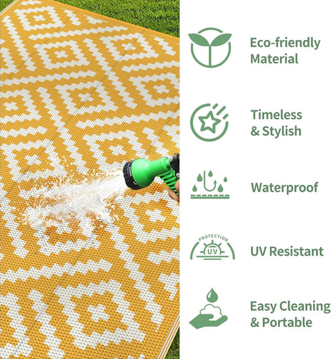 GENIMO Rhombic Printed Double Sided Waterproof Outdoor Rug