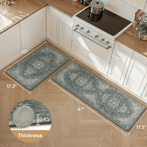 GENIMO 2Pcs Anti Fatigue Padded Kitchen Floor Mat Non Slip Washable Runner Rug for Sink in Persian