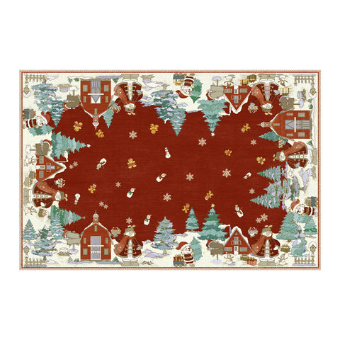 Haven Christmas Tree Machine Washable Red Rug
