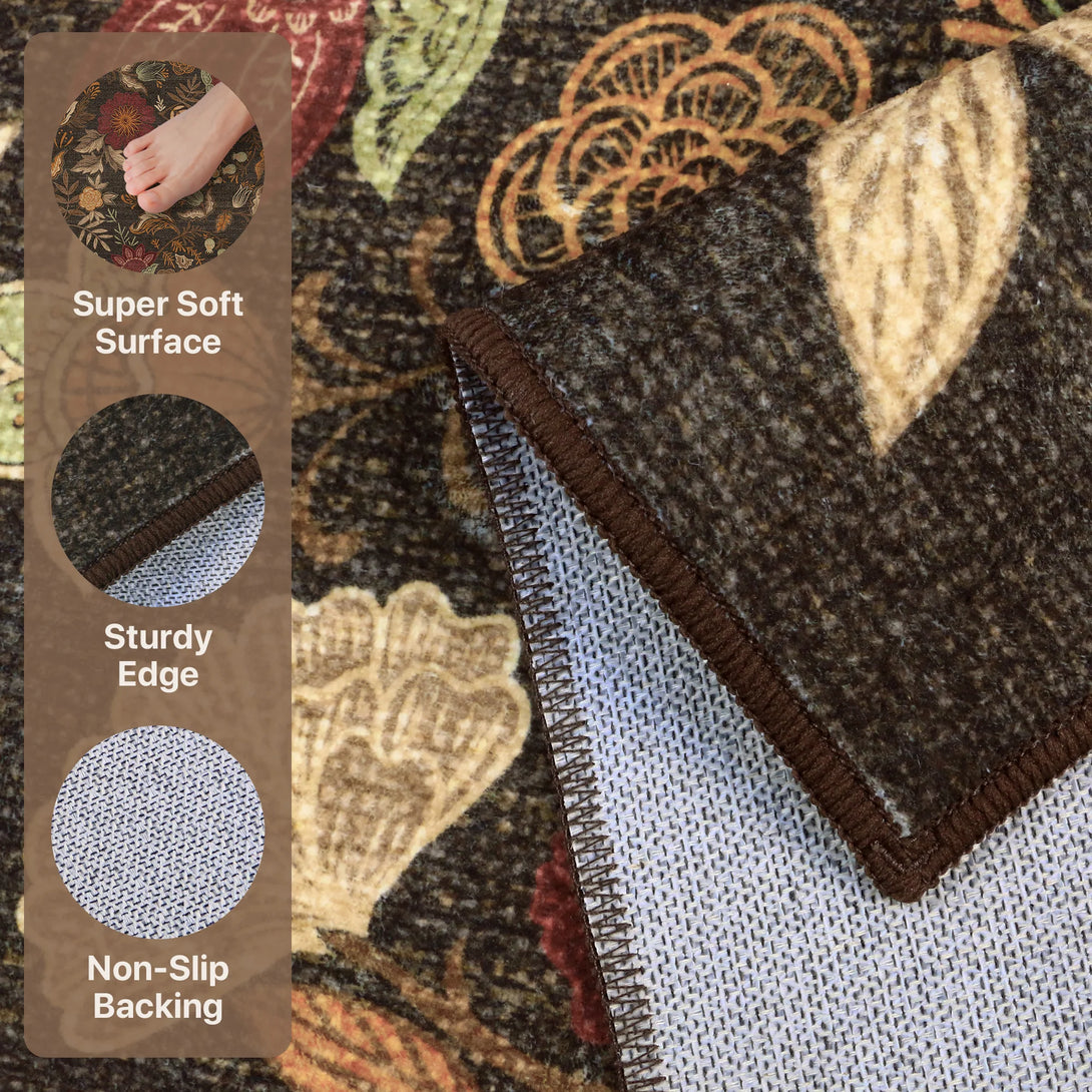 2nd Rug Liora Modern Forest Floral Washable Rug in Brown | GENIMO