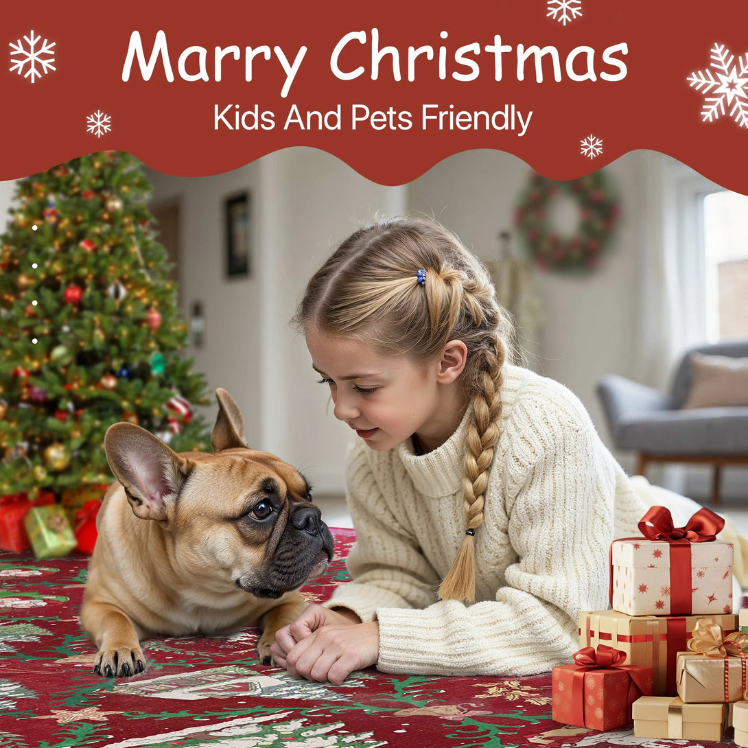 Aurora Christmas Washable Santa Sleigh and Reindeer Belgian Velvet Rug - DT1306 - AH - 2X10