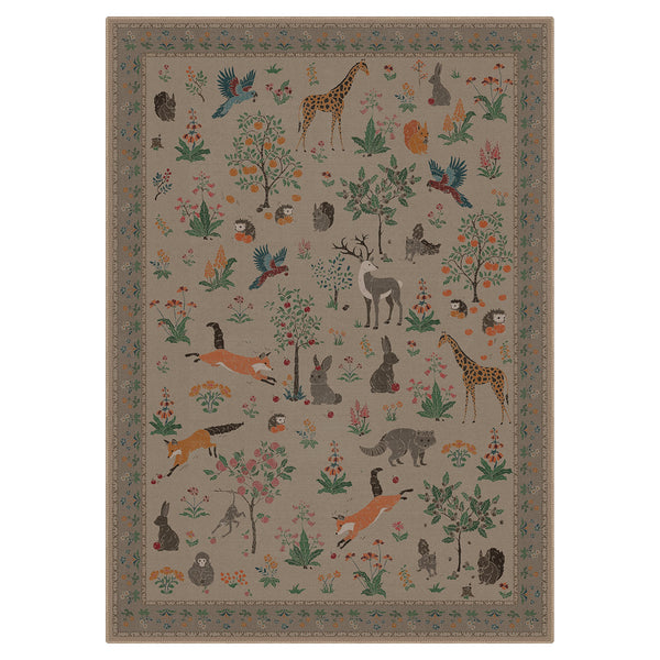 Aven Machine Washable Forest Animal Gray Rugs - RG4002 - LIGHTTAUPE - 5X7FT