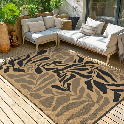 GENIMO Abstract Leaf Print Waterproof Outdoor Rug