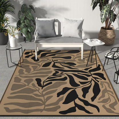 GENIMO Abstract Leaf Print Waterproof Outdoor Rug