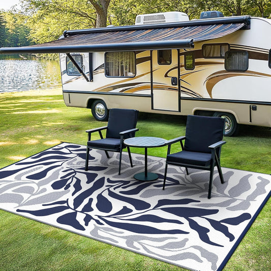 GENIMO Abstract Leaf Print Waterproof Outdoor Rug