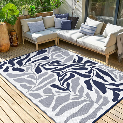GENIMO Abstract Leaf Print Waterproof Outdoor Rug