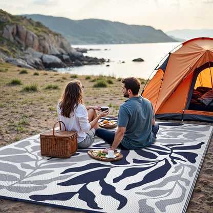 GENIMO Abstract Leaf Print Waterproof Outdoor Rug