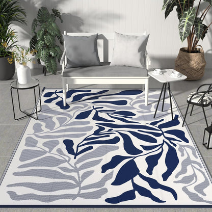 GENIMO Abstract Leaf Print Waterproof Outdoor Rug