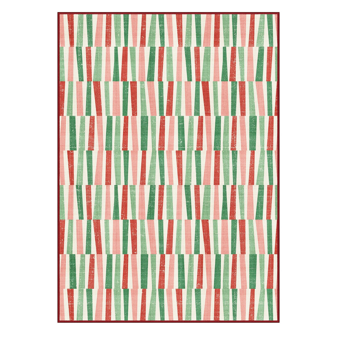 Caelum Christmas Washable Abstract Ribbon Green Rug - TZ3041 - ZZ - 3X5