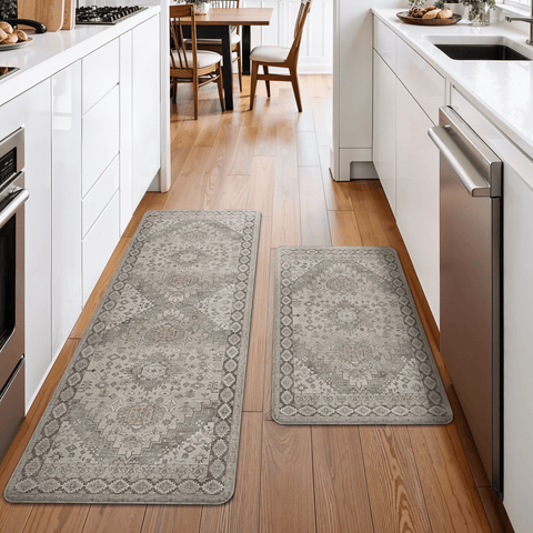 GENIMO 2Pcs Anti Fatigue Padded Kitchen Floor Mat Non Slip Washable Runner Rug for Sink in Persian