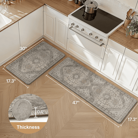 GENIMO 2Pcs Anti Fatigue Padded Kitchen Floor Mat Non Slip Washable Runner Rug for Sink in Persian