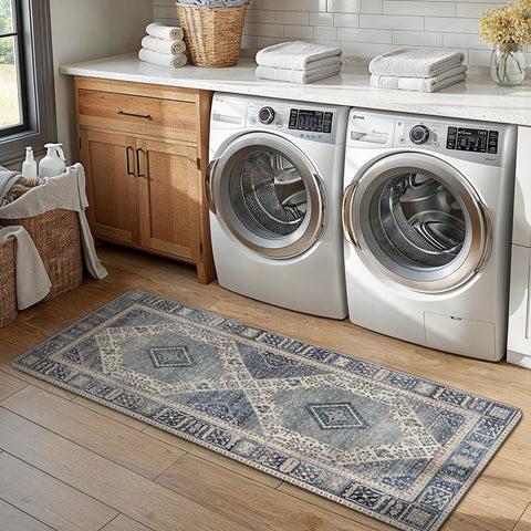 GENIMO 2Pcs Anti Fatigue Padded Kitchen Mats for Floor Oriental Washable Runner Rug