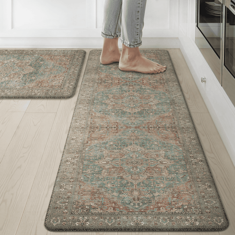 GENIMO 2Pcs Anti Fatigue Cushioned Kitchen Mat Non Slip Washable Runner Rug for Sink