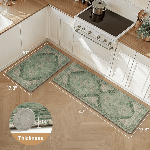 GENIMO 2Pcs Anti Fatigue Padded Kitchen Floor Mat Non Slip Washable Runner Rug for Sink in Persian