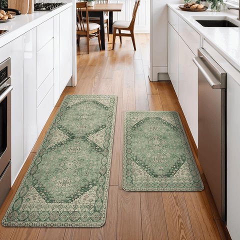 GENIMO 2Pcs Anti Fatigue Padded Kitchen Floor Mat Non Slip Washable Runner Rug for Sink in Persian