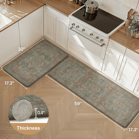 GENIMO 2Pcs Anti Fatigue Cushioned Kitchen Mat Non Slip Washable Runner Rug for Sink
