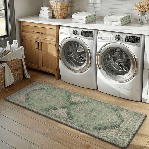 GENIMO 2Pcs Anti Fatigue Padded Kitchen Floor Mat Non Slip Washable Runner Rug for Sink in Persian