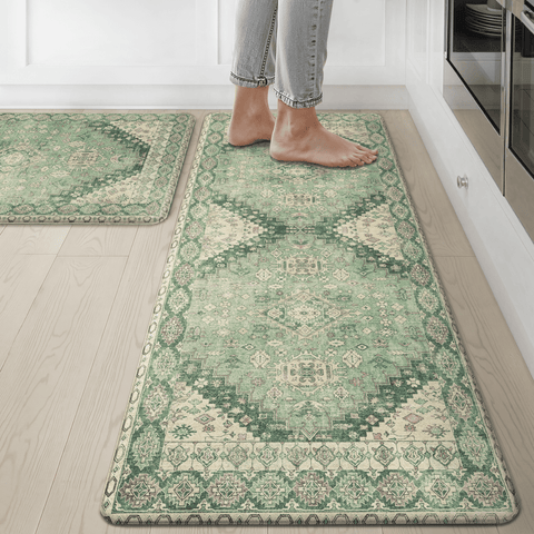 GENIMO 2Pcs Anti Fatigue Padded Kitchen Floor Mat Non Slip Washable Runner Rug for Sink in Persian