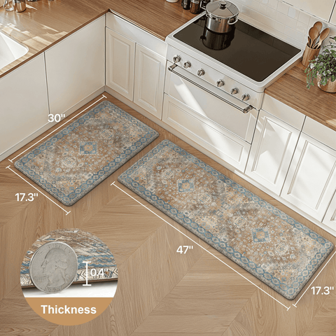 GENIMO 2Pcs Anti Fatigue Padded Kitchen Floor Mat Non Slip Washable Runner Rug for Sink in Persian