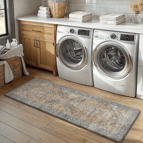 GENIMO 2Pcs Anti Fatigue Padded Kitchen Floor Mat Non Slip Washable Runner Rug for Sink in Persian