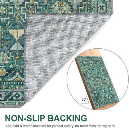 GENIMO Vintage Classic Print Cool Color Washable Area Rug