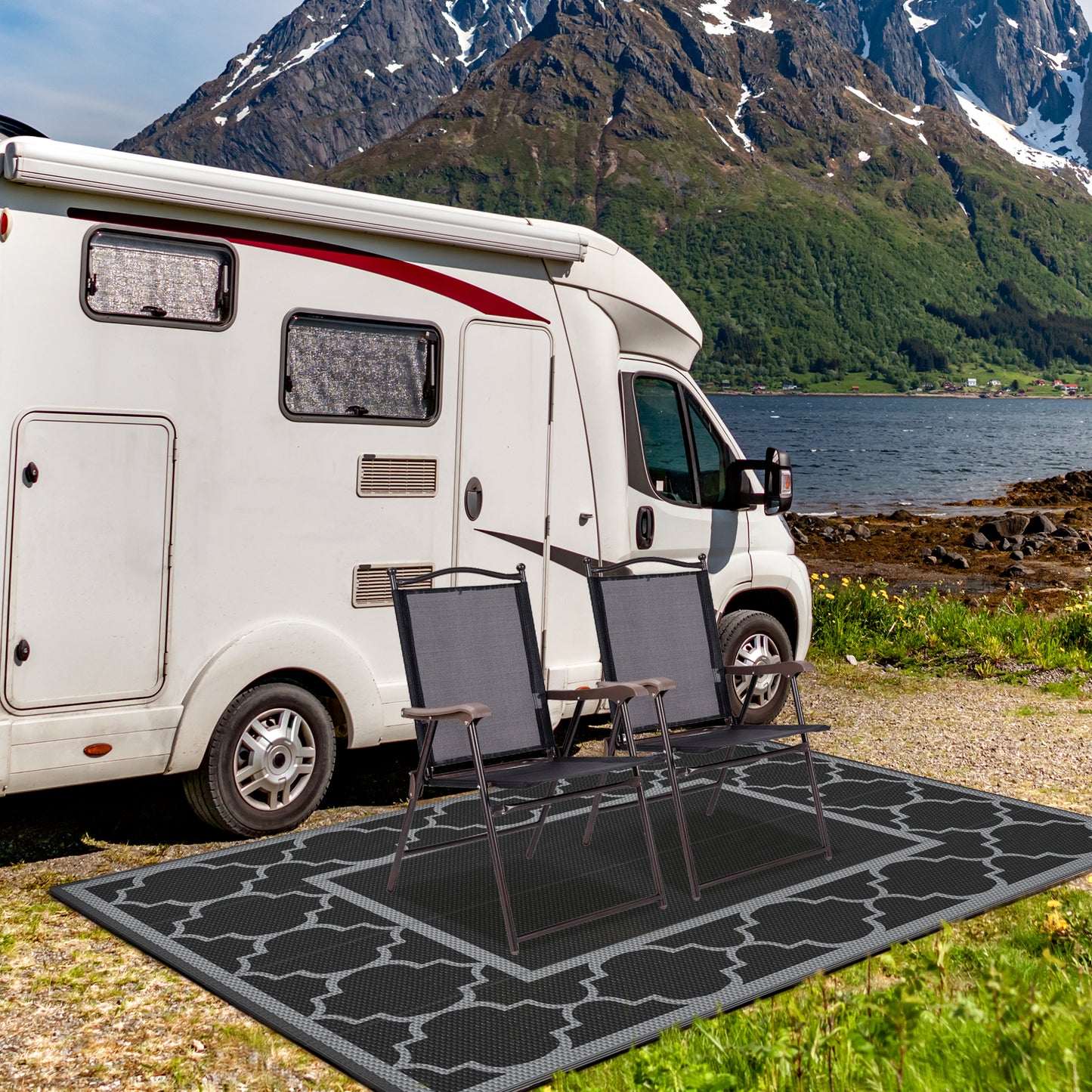 GENIMO Outdoor Rug for Patio,Reversible Plastic Waterproof Rugs,Clearance Mat,Rv,Camping,Porch,Deck,Camper,Balcony