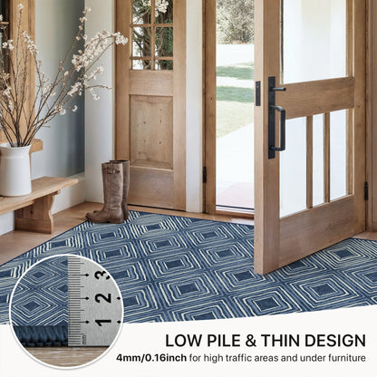 GENIMO Modern Geometric Checkered Machine Washable Non Slip Area Rug