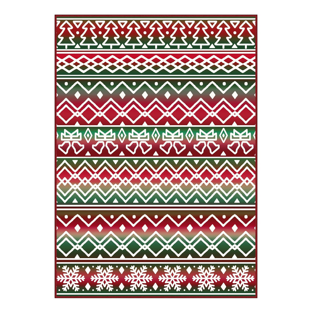 Elowen Christmas Washable Abstract Tree and Bells Green Rug - TZ3040 - SRG - 3X5