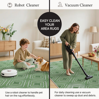 GENIMO Modern Geometric Checkered Machine Washable Non Slip Area Rug