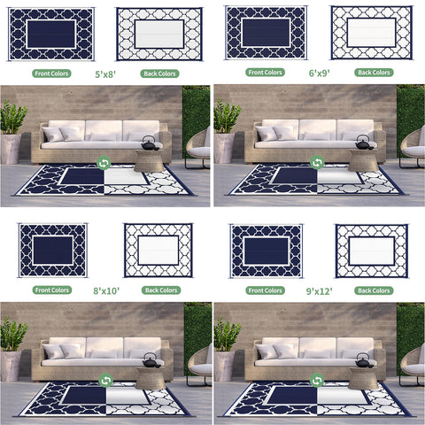 GENIMO Outdoor Rug for Patio Clearance,8'x10' Waterproof Mat