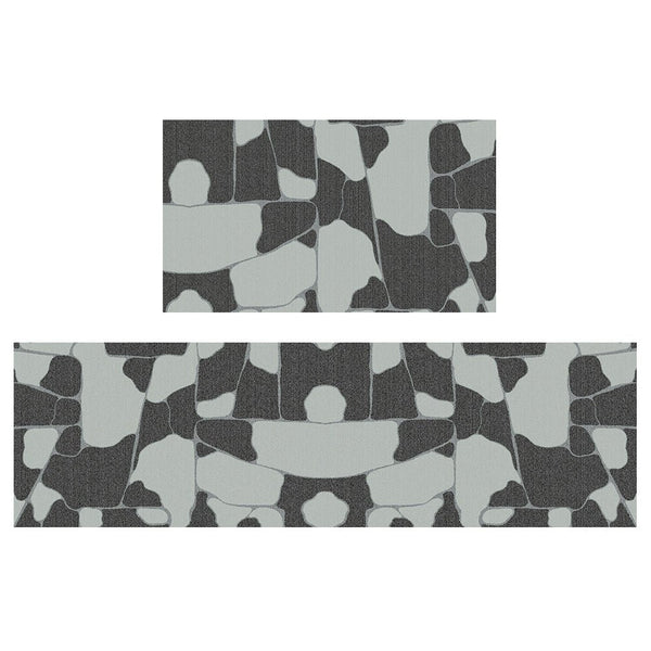 GENIMO 2Pcs Anti Fatigue Cushioned Kitchen Sink Mat Non Slip Washable Runner Rug in Geometry - KR006 - BlackWhite - 17X47 - 17X30