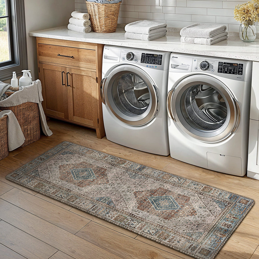 GENIMO 2Pcs Anti Fatigue Padded Kitchen Mats for Floor Oriental Washable Runner Rug - KR1006 - Bgb - 17X59