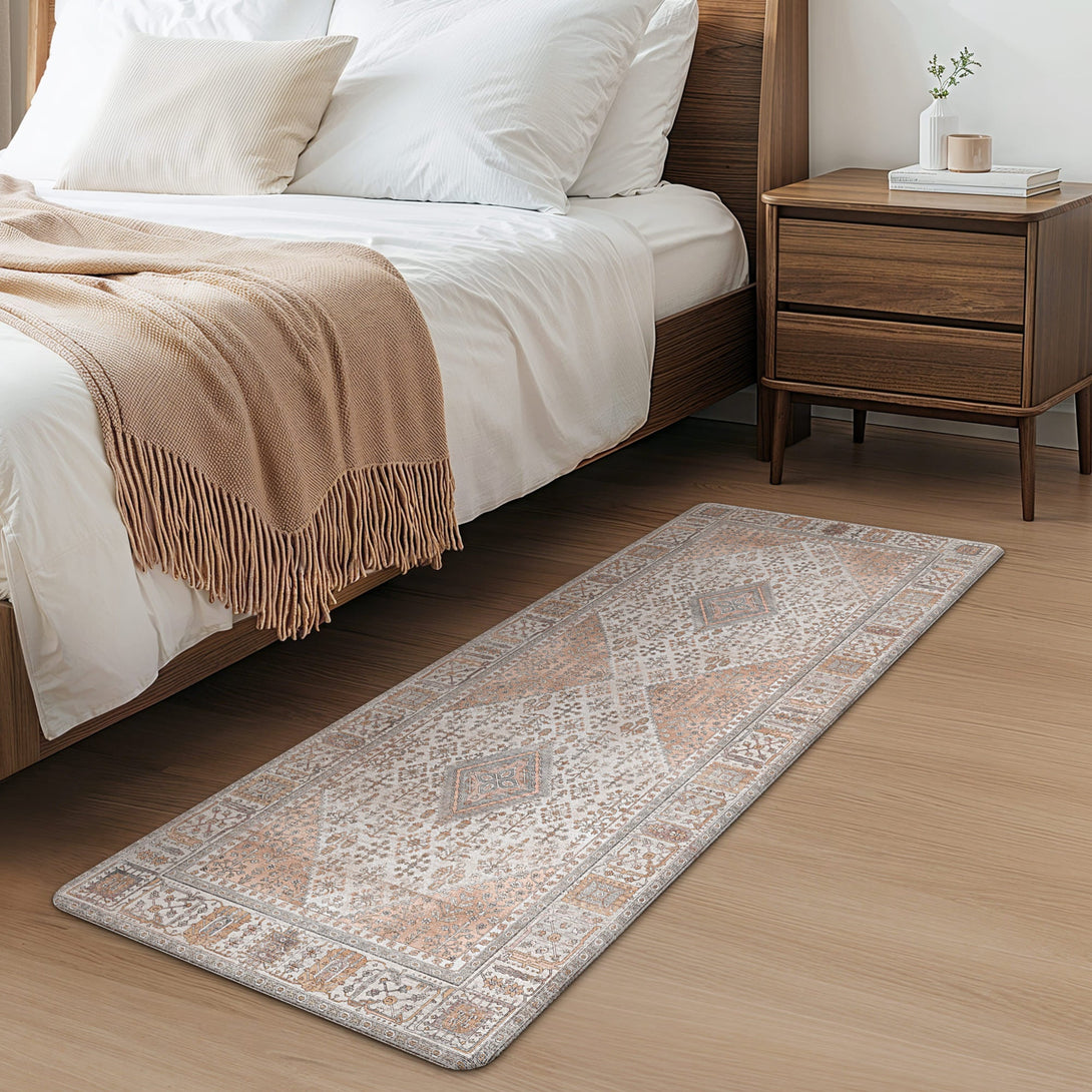 GENIMO 2Pcs Anti Fatigue Padded Kitchen Mats for Floor Oriental Washable Runner Rug - KR1006 - Oleander - 17X47 - 17X30