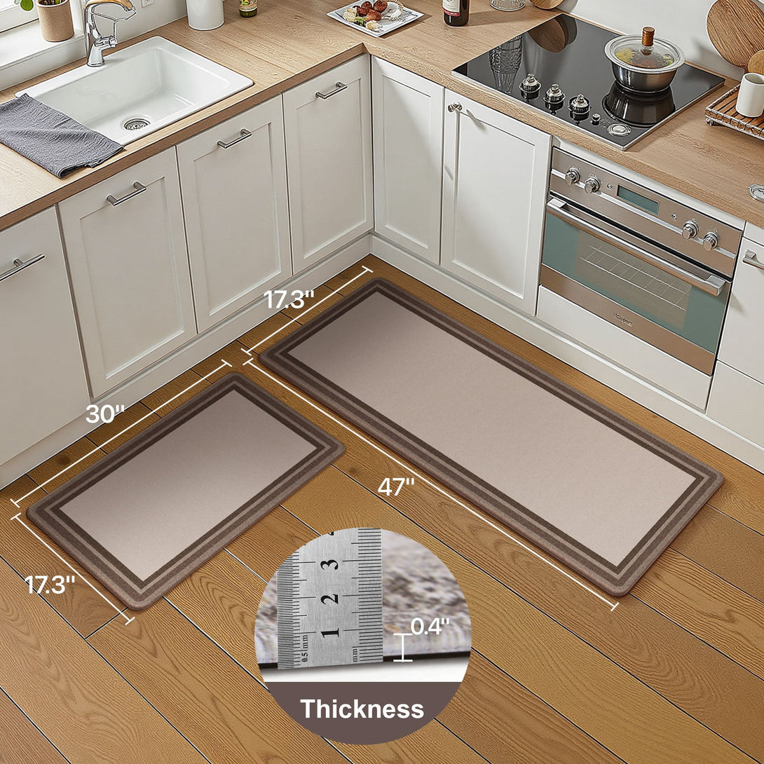 GENIMO 2Pcs Anti Fatigue Padded Kitchen Sink Mat Non Slip Washable Runner Rug in Modern - KR004 - Grey - 17X47 - 17X30