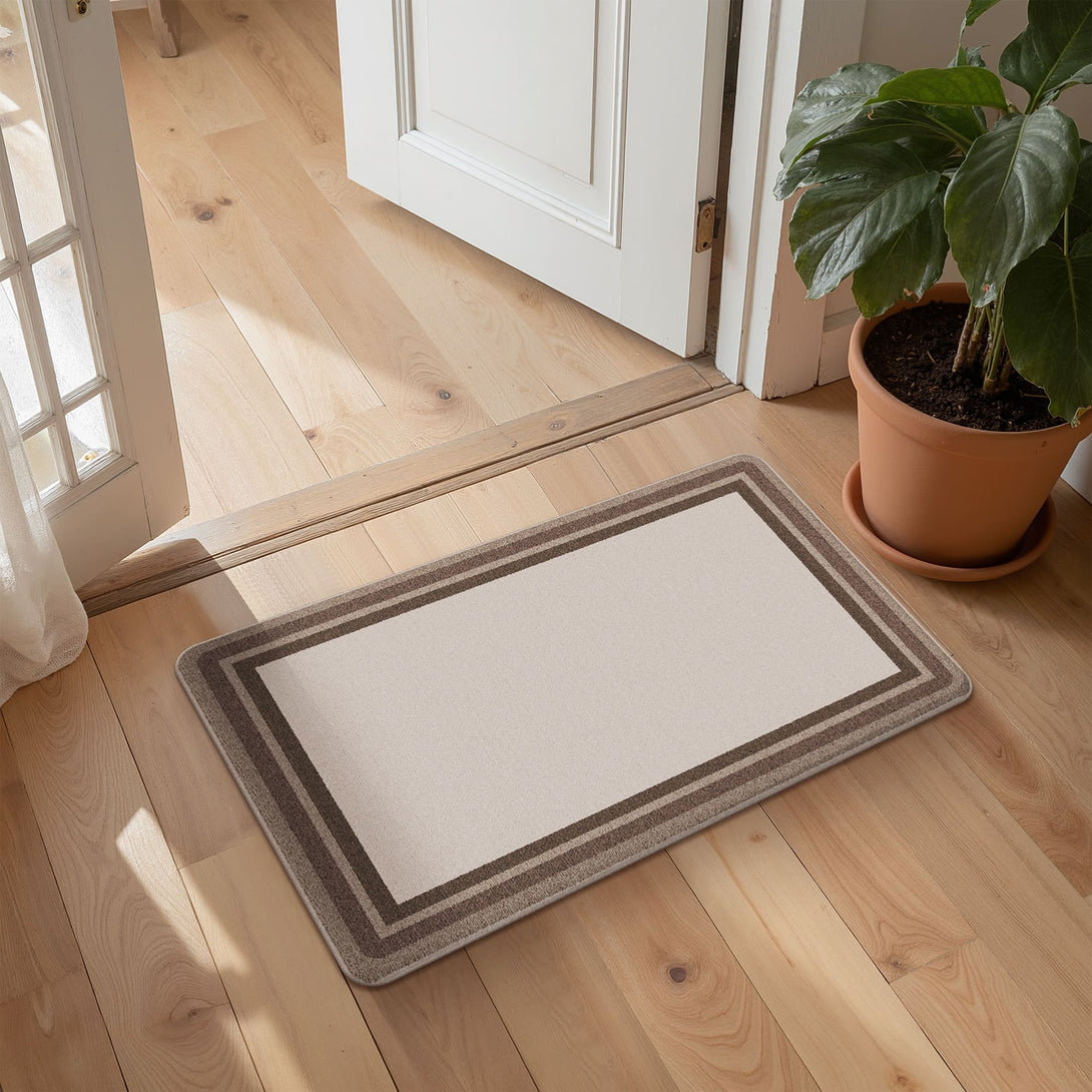 GENIMO 2Pcs Anti Fatigue Padded Kitchen Sink Mat Non Slip Washable Runner Rug in Modern - KR004 - Brown - 17X47 - 17X30