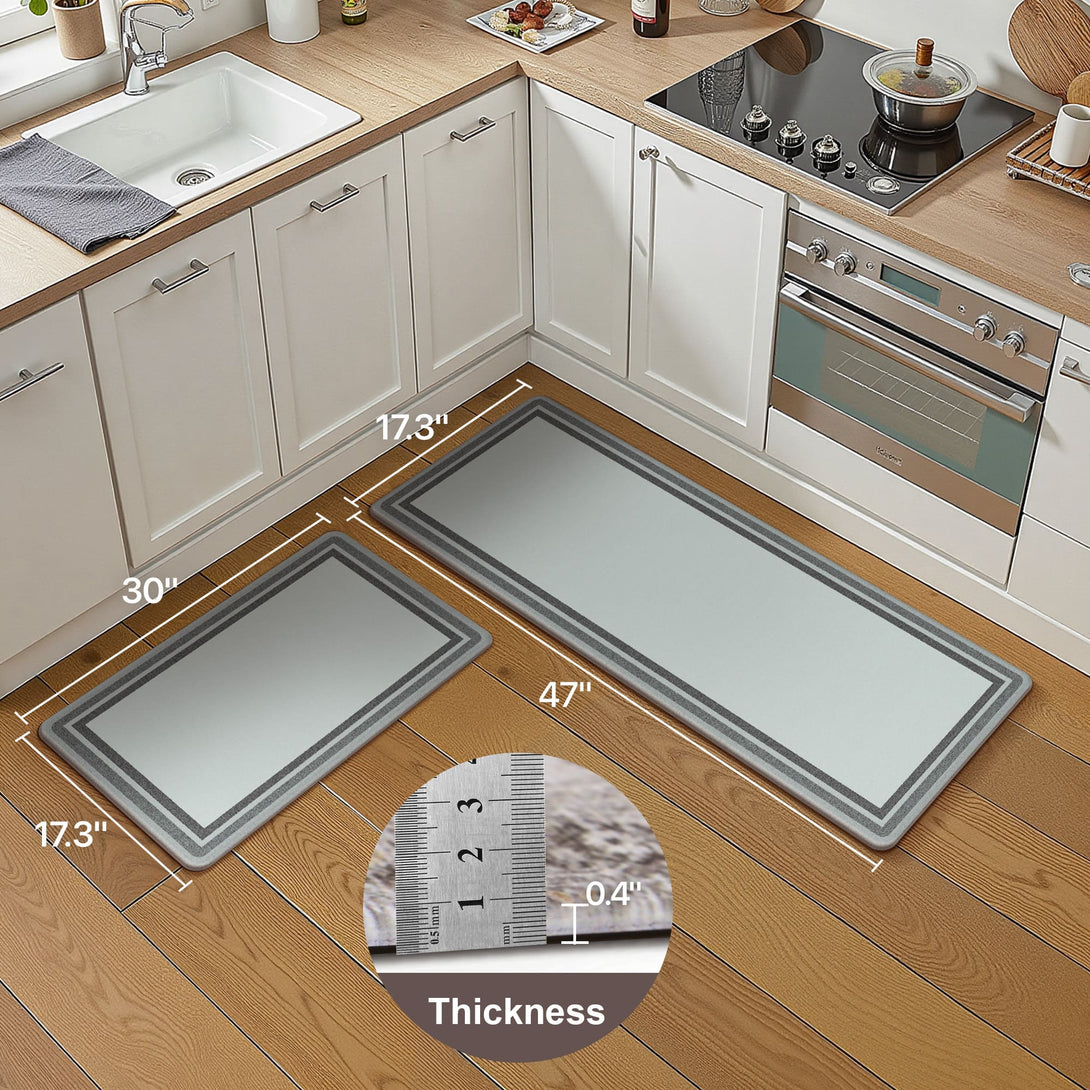 GENIMO 2Pcs Anti Fatigue Padded Kitchen Sink Mat Non Slip Washable Runner Rug in Modern - KR004 - Grey - 17X47 - 17X30