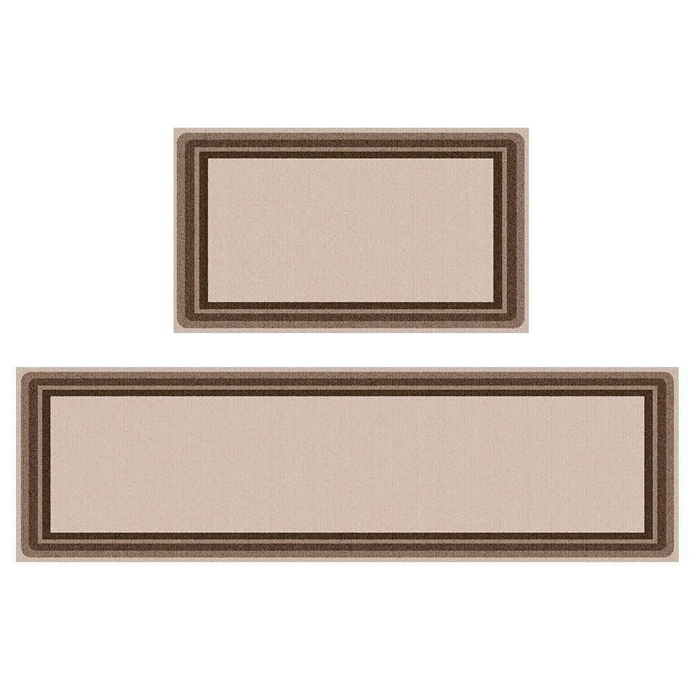 GENIMO 2Pcs Anti Fatigue Padded Kitchen Sink Mat Non Slip Washable Runner Rug in Modern - KR004 - Brown - 17X47 - 17X30