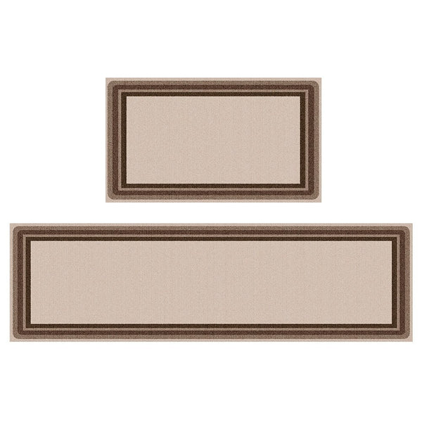 GENIMO 2Pcs Anti Fatigue Padded Kitchen Sink Mat Non Slip Washable Runner Rug in Modern - KR004 - Brown - 17X47 - 17X30