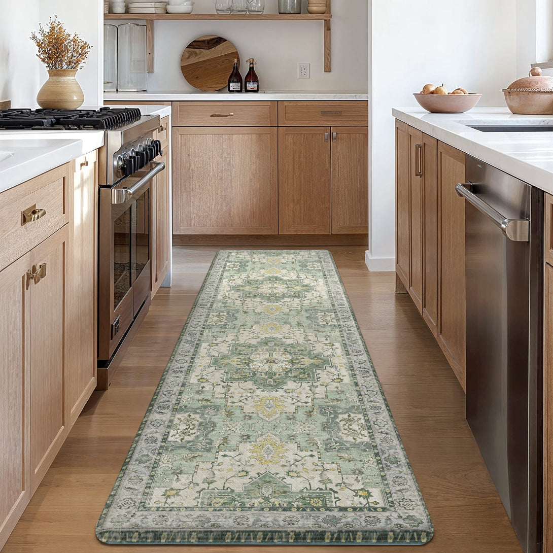 GENIMO 2Pcs Anti Fatigue Padded Kitchen Sink Mat Vintage Washable Runner Rug - KR1002 - LS - 17x59