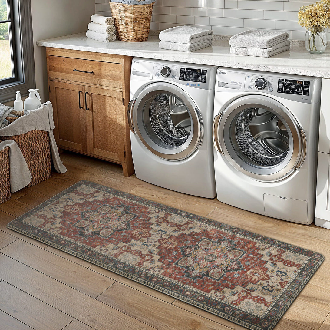 GENIMO 2Pcs Anti Fatigue Padded Kitchen Sink Mat Vintage Washable Runner Rug - KR1002 - FGH - 17x59