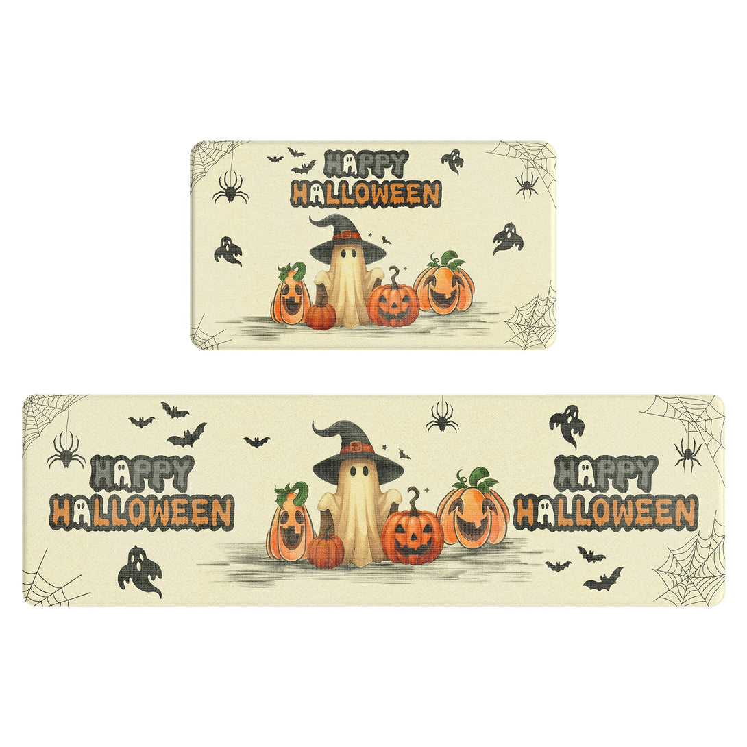 GENIMO 2PCs Cushioned Anti Fatigue Kitchen Mat with Waterproof Non - Slip for Halloween Decorations - KR012 - Beige - 17X47 - 17X30
