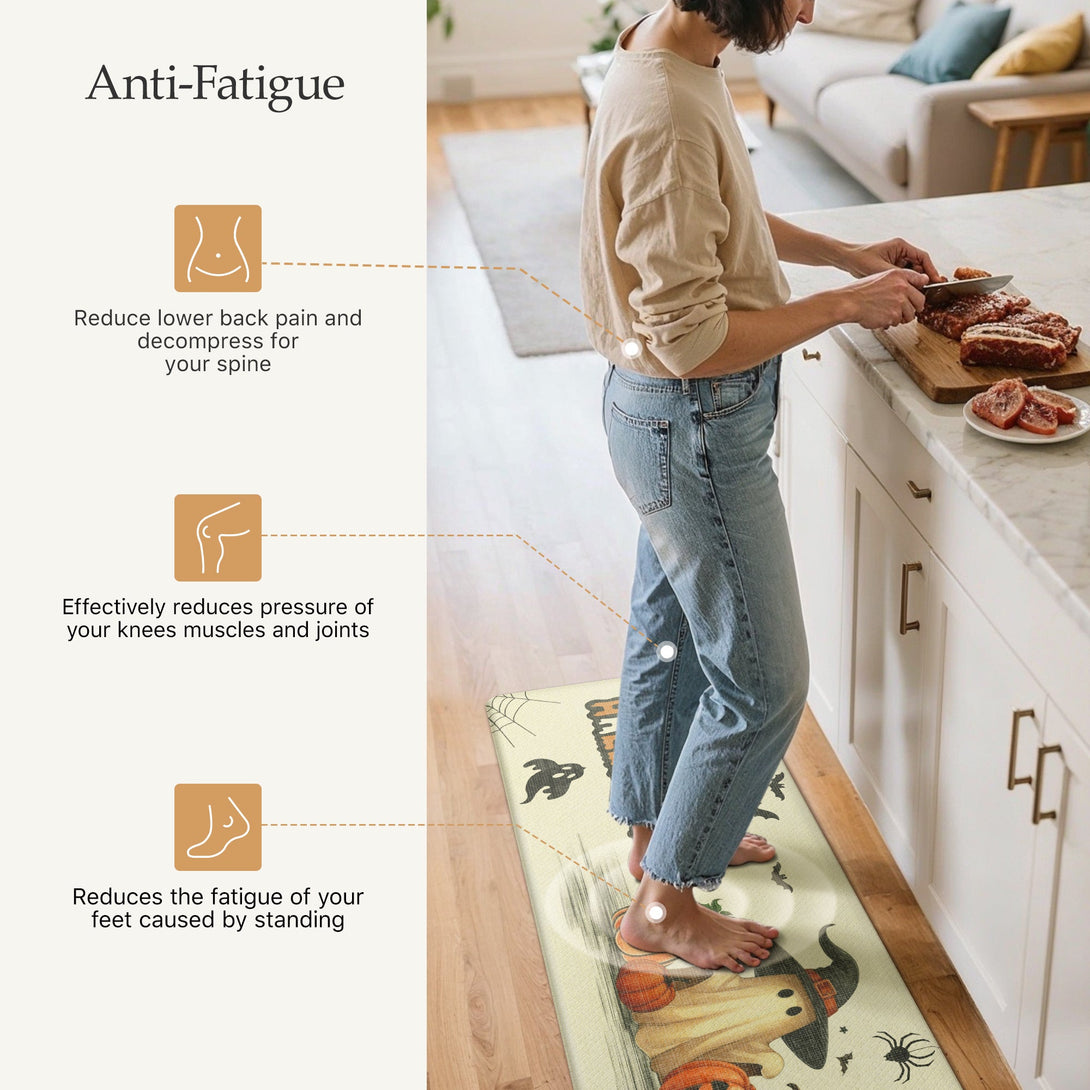 GENIMO 2PCs Cushioned Anti Fatigue Kitchen Mat with Waterproof Non - Slip for Halloween Decorations - KR012 - Beige - 17X47 - 17X30