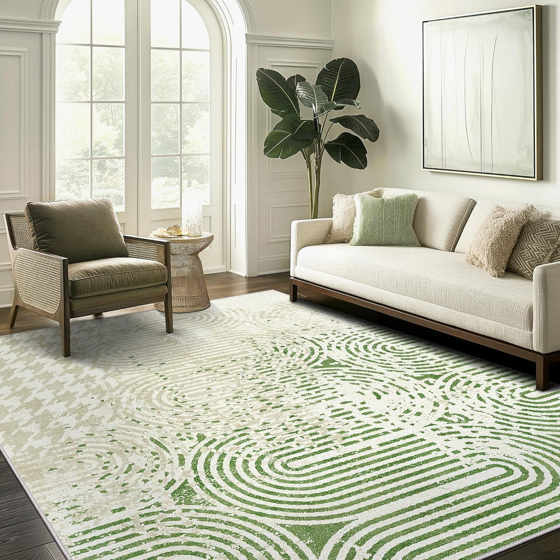 GENIMO Abstract Geometric Aesthetic Non - Slip Area Rug - LF9832 - BG - 3x5