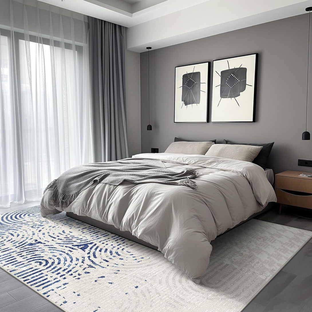 GENIMO Abstract Geometric Aesthetic Non - Slip Area Rug - LF9832 - BW - 3x5